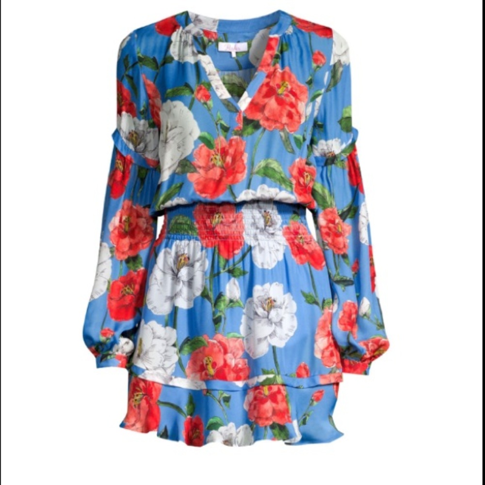 Parker Tyler Wildflower Print Silk Blend Dress LG